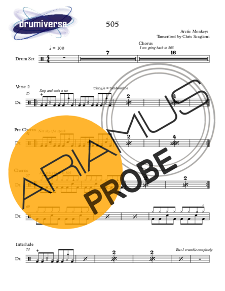 Arctic Monkeys 505 score for Schlagzeug