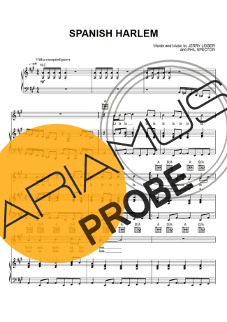 Aretha Franklin Spanish Harlem score for Klavier