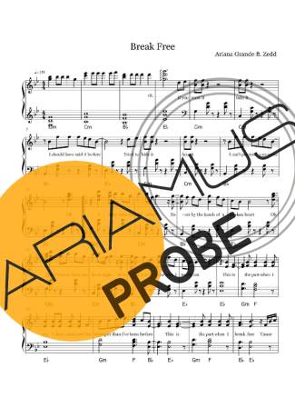 Ariana Grande Break Free score for Klavier