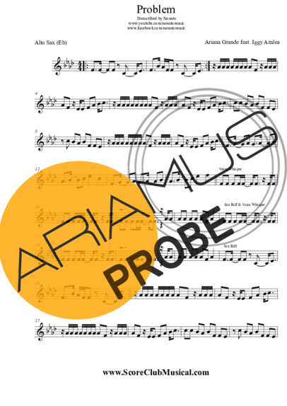 Ariana Grande Problem (feat. Iggy Azalea) score for Alt-Saxophon