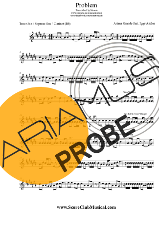 Ariana Grande Problem (feat. Iggy Azalea) score for Klarinette (Bb)