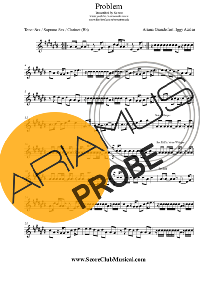 Ariana Grande Problem (feat. Iggy Azalea) score for Tenor-Saxophon Sopran (Bb)