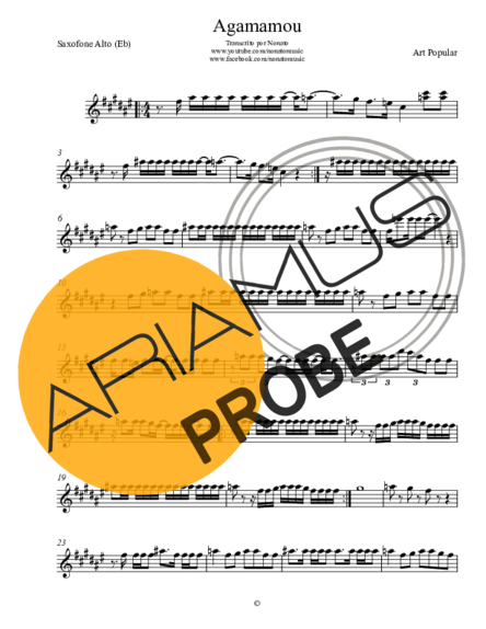 Art Popular Agamamou score for Alt-Saxophon