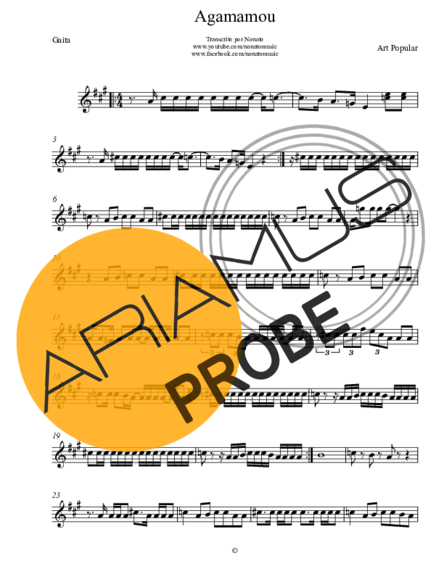 Art Popular Agamamou score for Mundharmonica