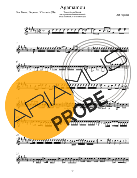 Art Popular Agamamou score for Tenor-Saxophon Sopran (Bb)