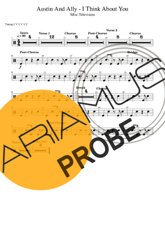 Austin And Ally I Think About You score for Schlagzeug