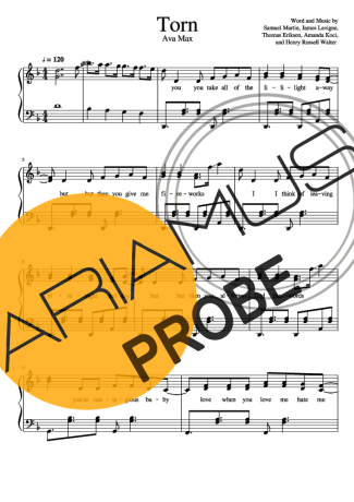 Ava Max Torn score for Klavier
