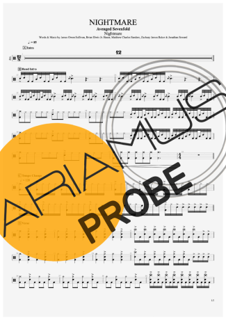 Avenged Sevenfold Nightmare score for Schlagzeug