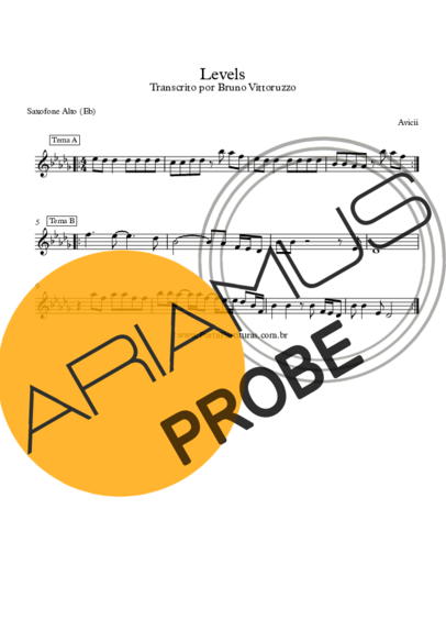 Avicii Levels score for Alt-Saxophon
