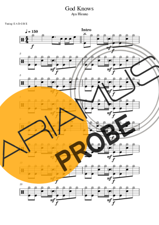 Aya Hirano God Knows score for Schlagzeug