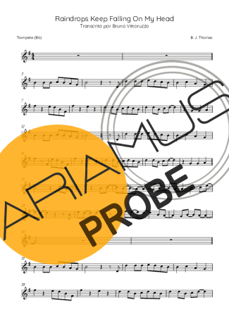 B.J. Thomas Raindrops Keep Falling On My Head score for Trompete