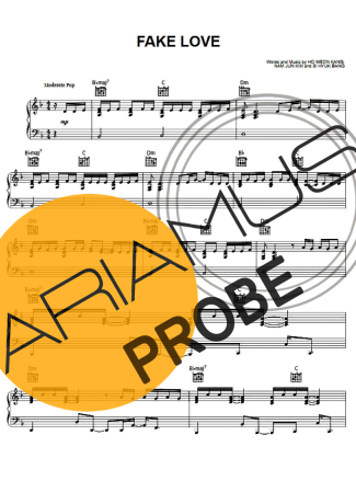 BTS Fake Love score for Klavier