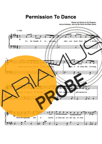 BTS Permission To Dance score for Klavier