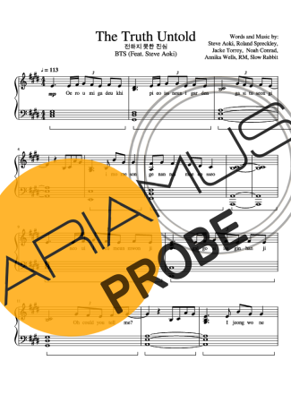 BTS The Truth Untold score for Klavier