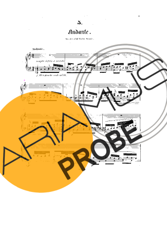 Bach Andante BWV 1003 score for Klavier