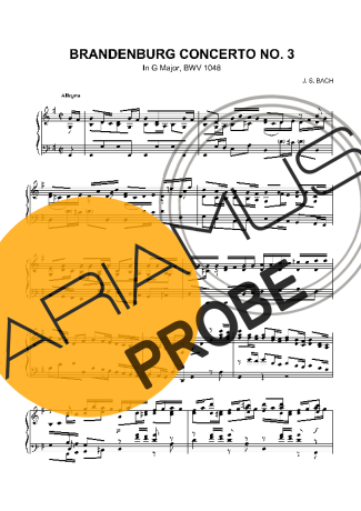 Bach Brandenburg Concerto No 3 score for Klavier