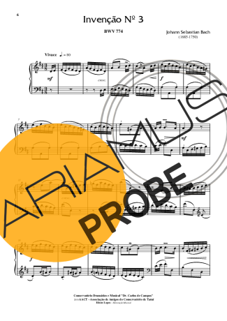 Bach Invenção Nr 3 score for Klavier