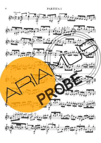 Bach Partita I score for Akustische Gitarre