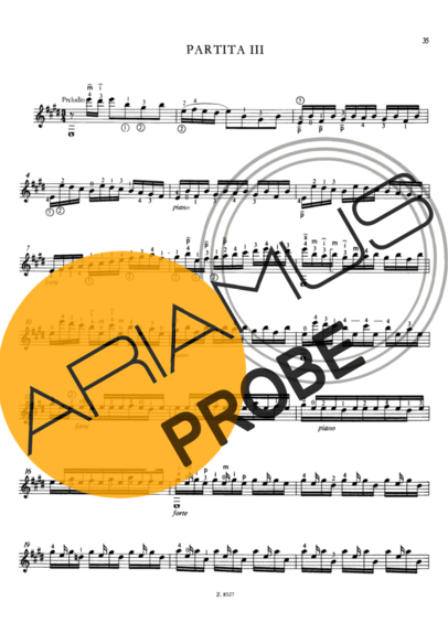 Bach Partita III score for Akustische Gitarre
