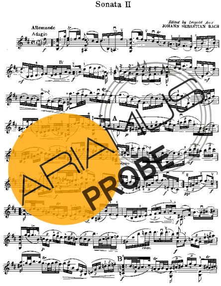 Bach Partita No. 1 in B minor BWV1002 score for Geigen