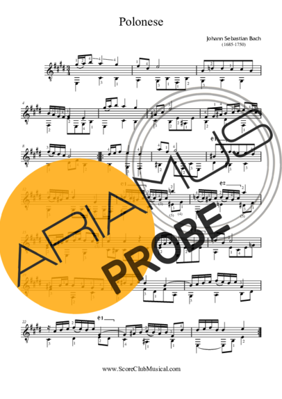 Bach Polonesa score for Akustische Gitarre