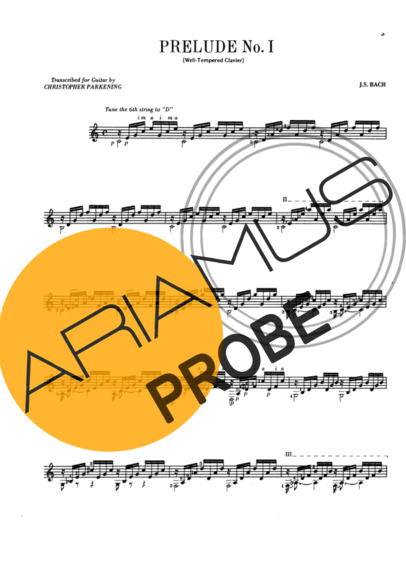 Bach Prelude No 1 score for Akustische Gitarre