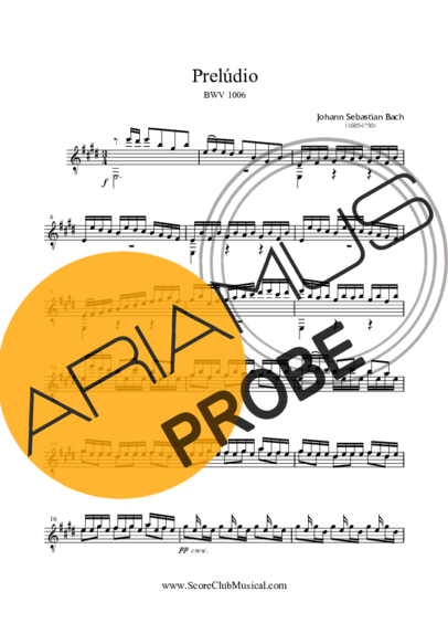 Bach Preludio BWV 1006 score for Akustische Gitarre