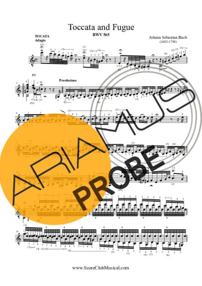 Bach Tocata e Fuga BWV 565 score for Akustische Gitarre