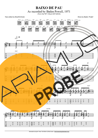 Baden Powell Baixo De Pau score for Akustische Gitarre