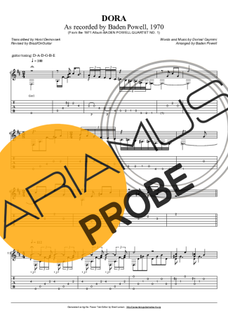 Baden Powell Dora score for Akustische Gitarre