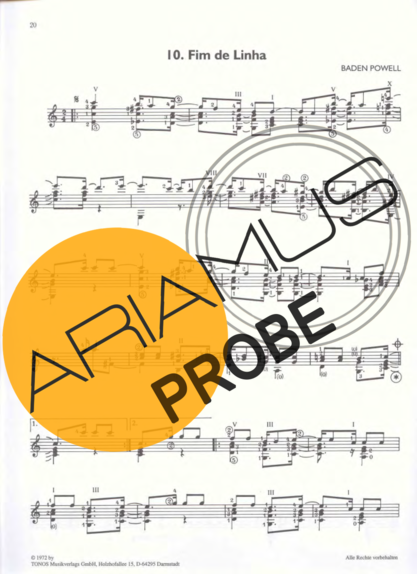 Baden Powell Fim De Linha score for Akustische Gitarre