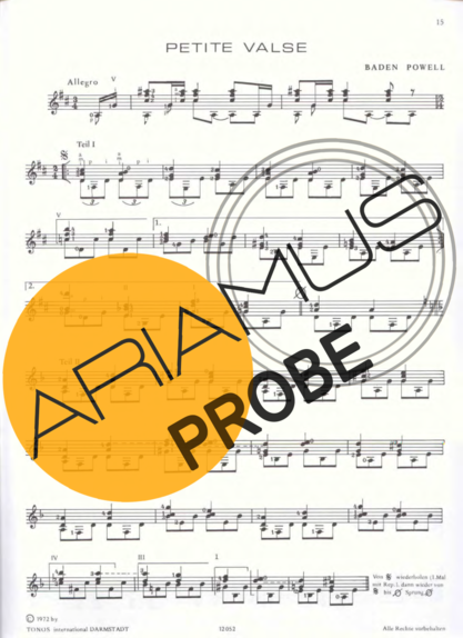 Baden Powell Petite Valse score for Akustische Gitarre