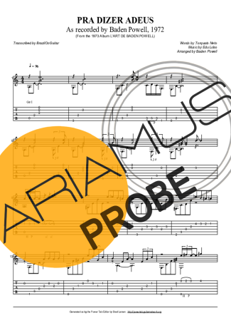 Baden Powell Pra Dizer Adeus score for Akustische Gitarre