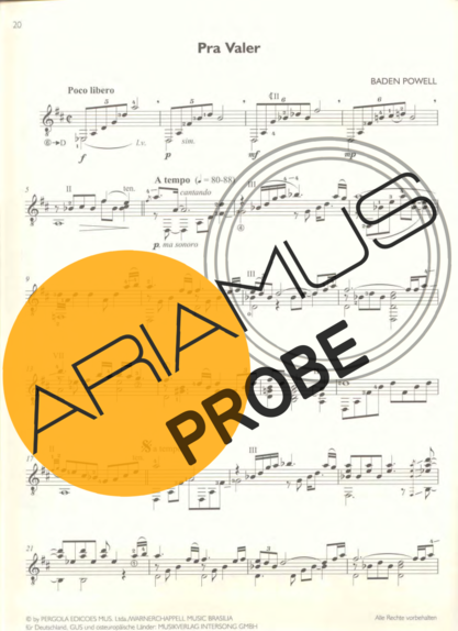 Baden Powell Pra Valer score for Akustische Gitarre