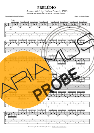 Baden Powell Prelúdio score for Akustische Gitarre