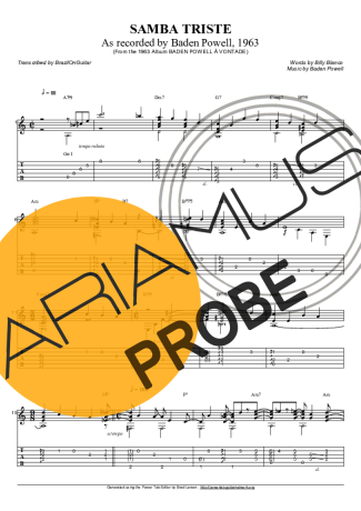 Baden Powell Samba Triste score for Akustische Gitarre