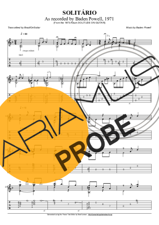 Baden Powell Solitário score for Akustische Gitarre