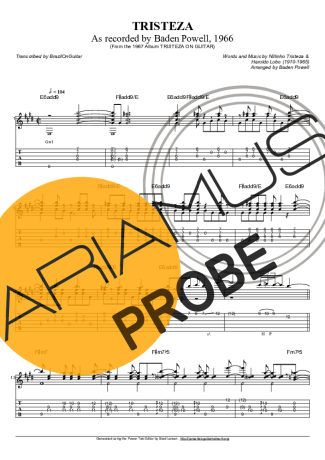 Baden Powell Tristeza score for Akustische Gitarre