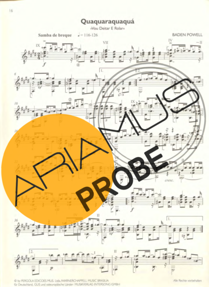 Baden Powell Vou Deitar E Rolar score for Akustische Gitarre