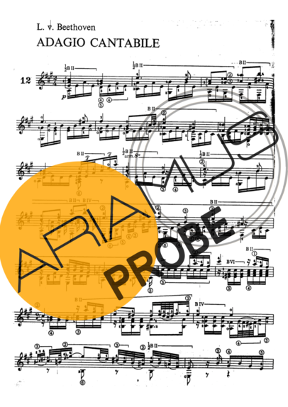 Beethoven Adagio Cantabile score for Akustische Gitarre