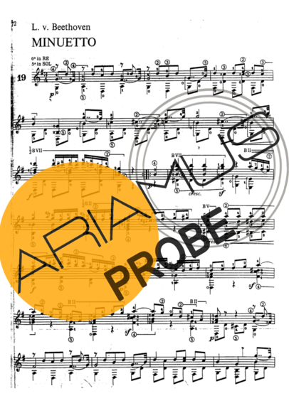 Beethoven Minuetto In G score for Akustische Gitarre