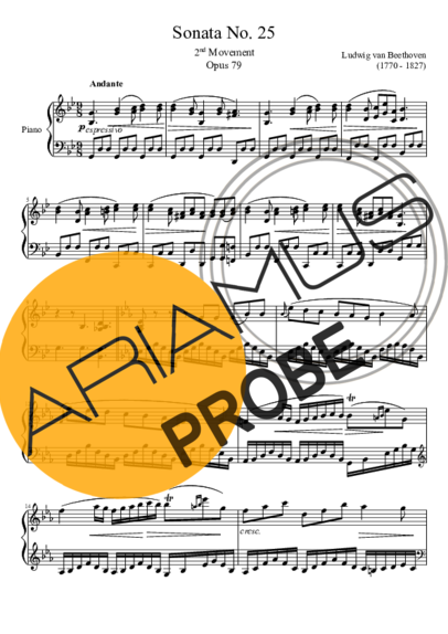 Beethoven Sonata No. 25 2nd Movement score for Klavier