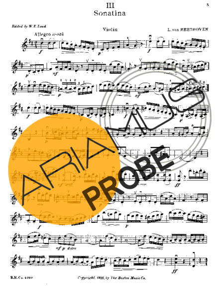 Beethoven Sonatina in D major score for Geigen