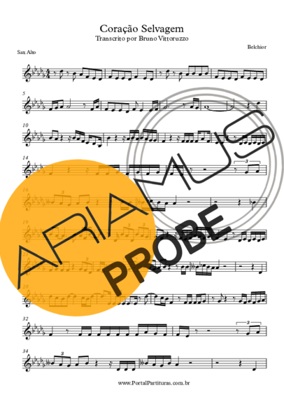 Belchior Coração Selvagem score for Alt-Saxophon