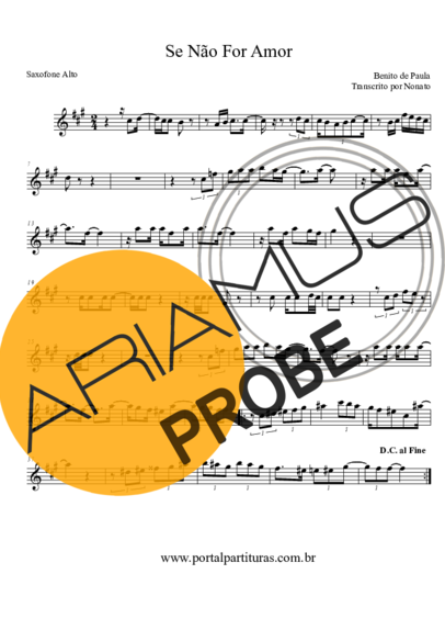 Benito di Paula Se Não For Amor score for Alt-Saxophon