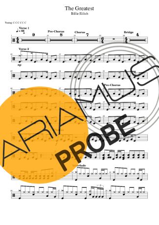 Billie Eilish The Greatest score for Schlagzeug