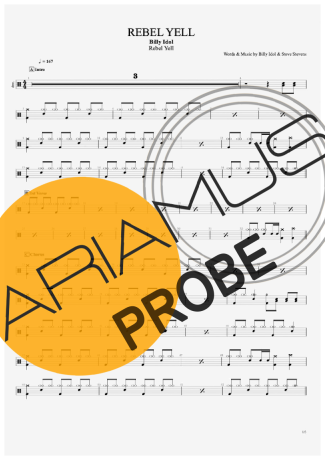 Billy Idol Rebel Yell score for Schlagzeug