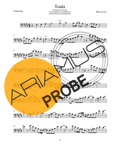 Boca Livre Toada score for Cello