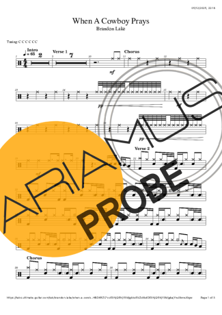 Brandon Lake When A Cowboy Prays score for Schlagzeug