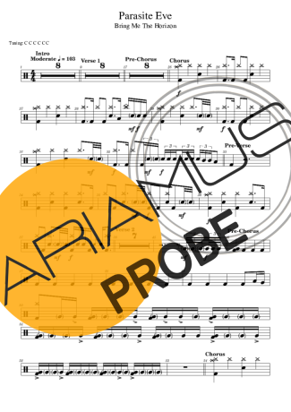 Bring Me The Horizon Parasite Eve score for Schlagzeug